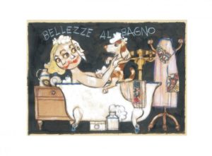BELLEZZE AL BAGNO cani - FOGLIO: 35 x 50 | TECNICA: Serigrafia e collage | TIRATURA: 200 | CODICE: FRE0039