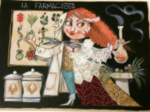LA FARMACISTA - FOGLIO: 50 x 70 | TECNICA: Serigrafia Collage | TIRATURA: 200 | CODICE: FRE0054